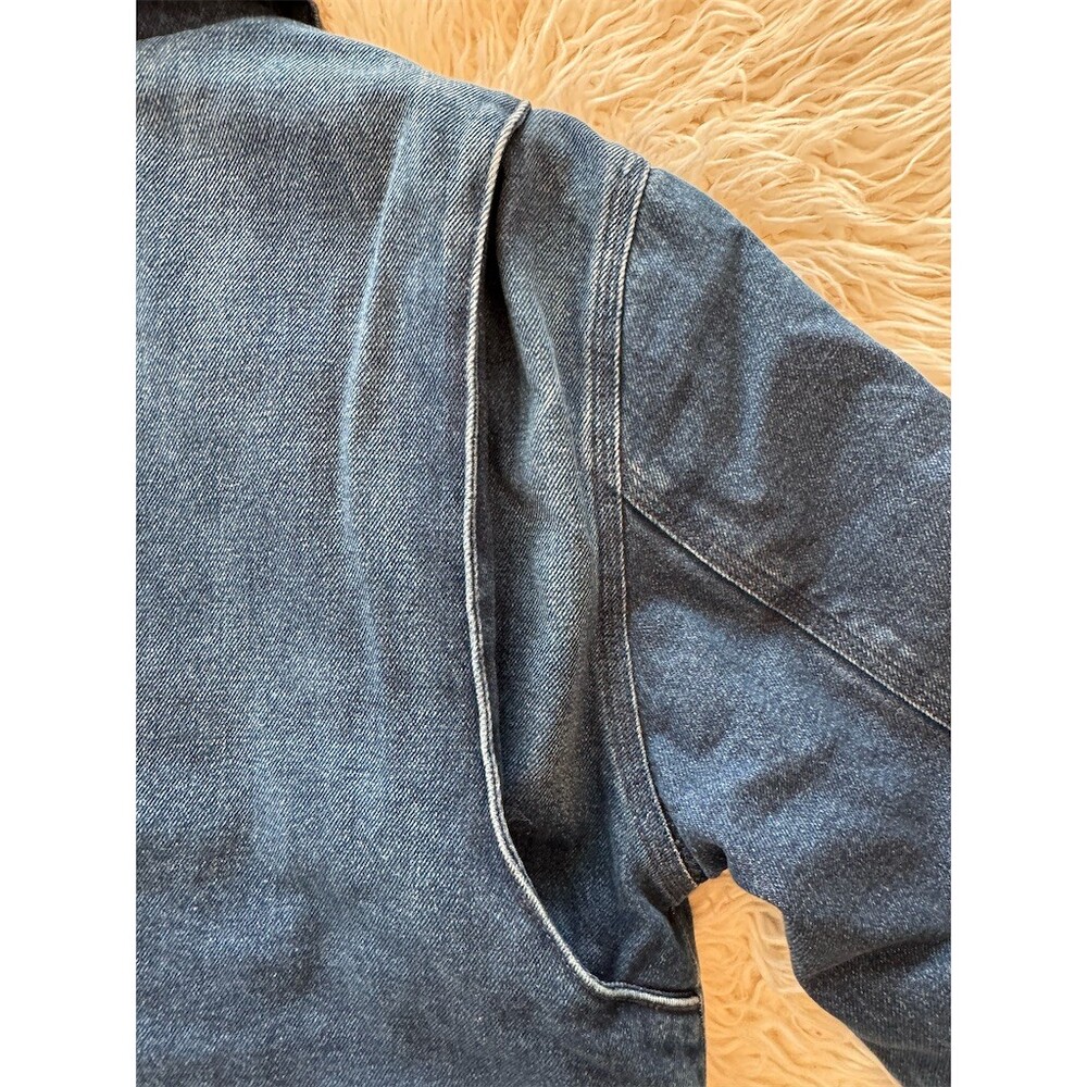CUTE Carhartt Men's Relaxed Fit Sherpa-Lined Denim Jacket Blue Full Zip Size S - Picture 12 of 15